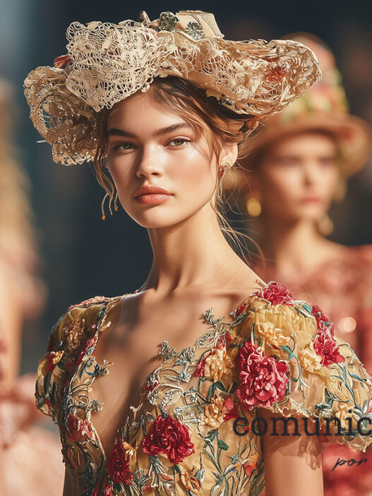 modelo en desfile de Alta Costura en artículo sobre su origen.