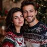 pareja con jerséis navideños